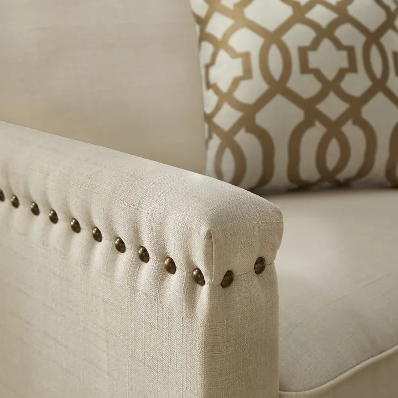 Stoddard Ivory Fabric Chair with Nailhead Trim by iNSPIRE Q Artisan