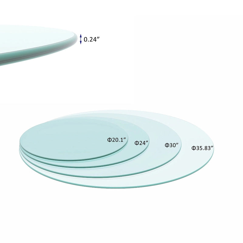 Round Tempered Glass Table Top Clear Glass Thick Round Polished Edge