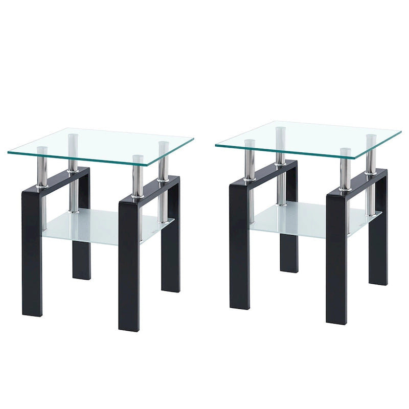 Tempered Transparent Glass Table with Storage