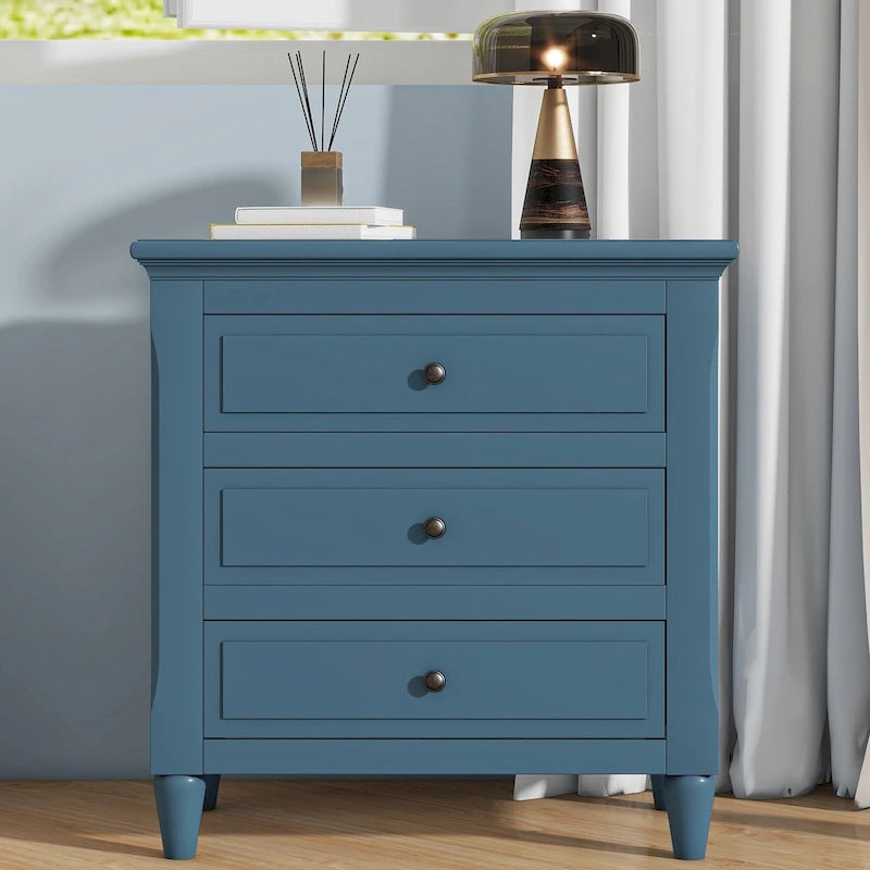 U STYLE 3-Drawer Nightstand Storage Wood Cabinet