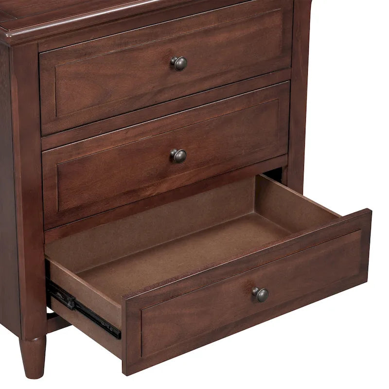 U STYLE 3-Drawer Nightstand Storage Wood Cabinet
