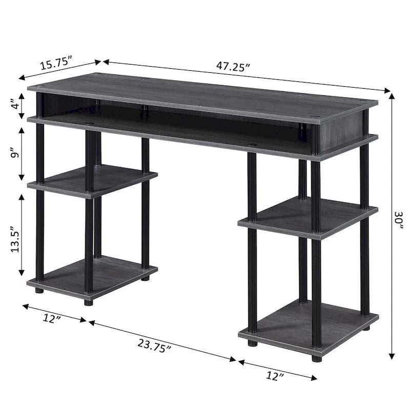 Convenience Concepts Designs2Go No Tools Student Desk with Shelves