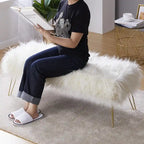 Silver Orchid Nilsson Contemporary Modern Faux Fur Long Bench Ottoman