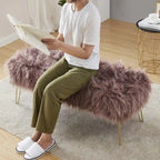 Silver Orchid Nilsson Contemporary Modern Faux Fur Long Bench Ottoman