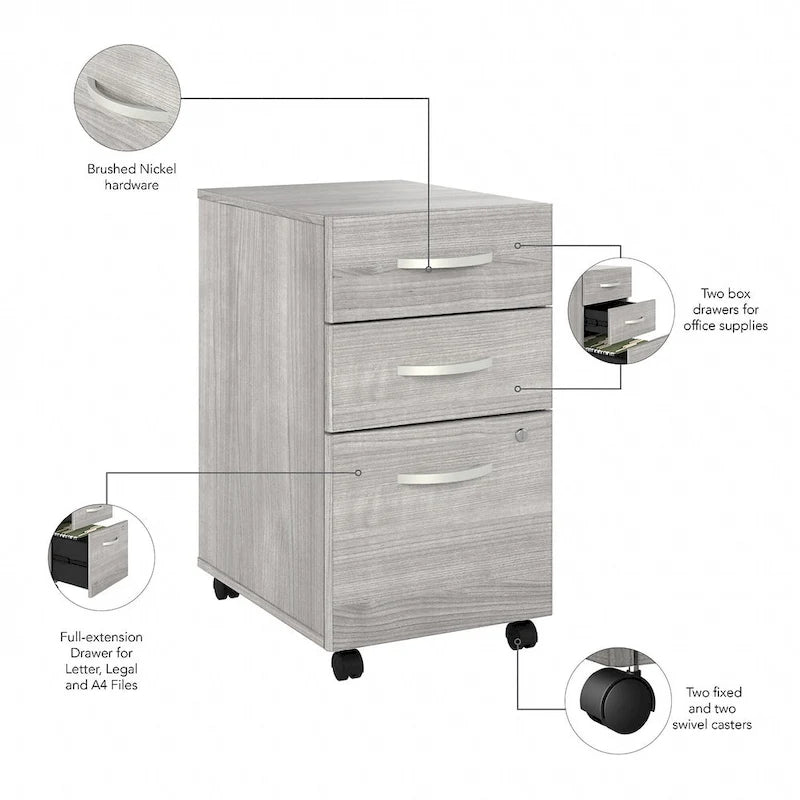 Hybrid 3 Drawer Mobile File Cabinet by Bush Business Furniture