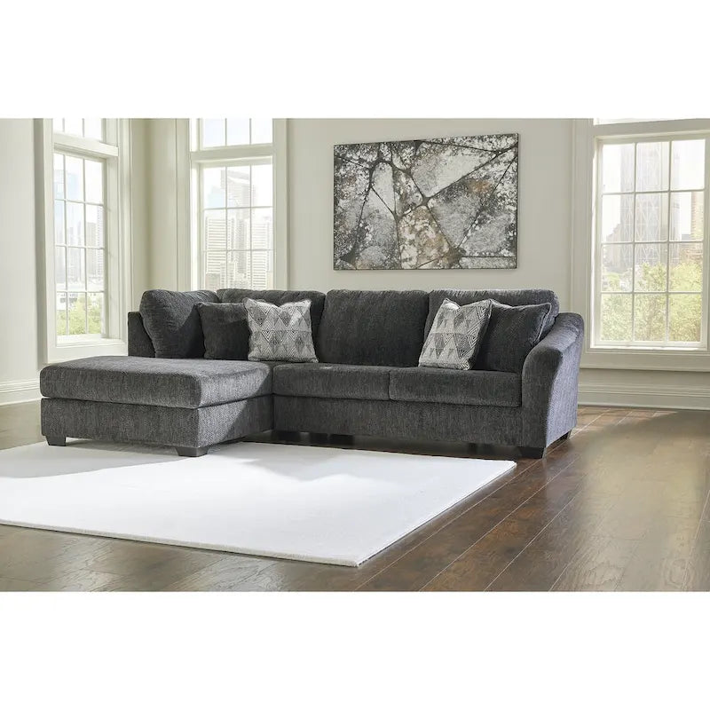 Signature Design by Ashley Biddeford Ebony 2-Piece Sleeper Sectional with Chaise - 120W x 75D x 40H