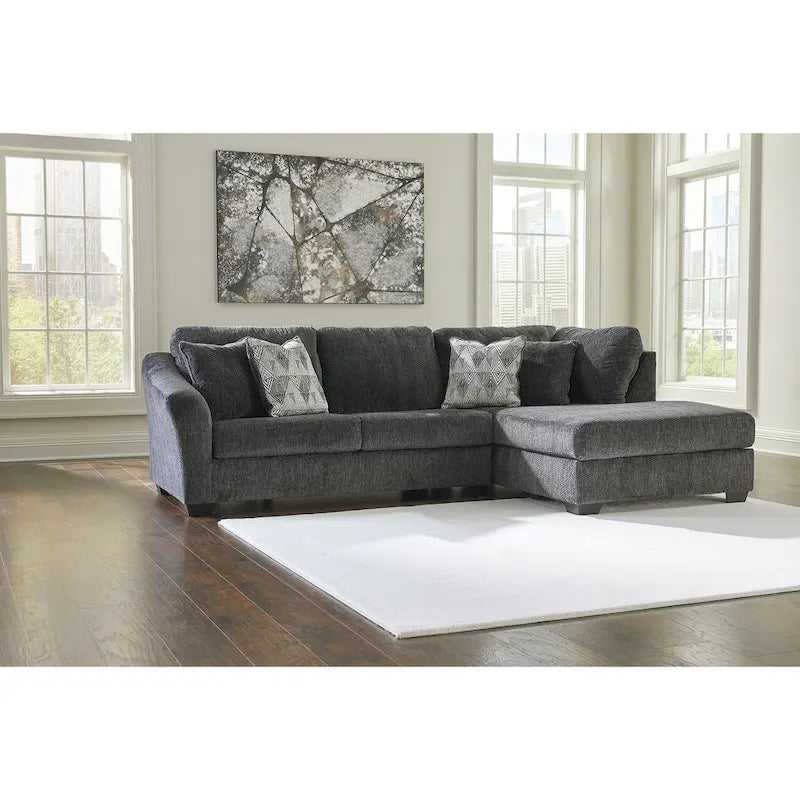 Signature Design by Ashley Biddeford Ebony 2-Piece Sleeper Sectional with Chaise - 120W x 75D x 40H