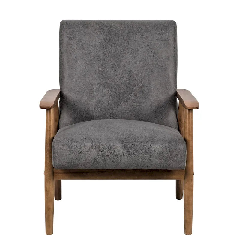 Beachwood Classic Wood/ Leather-look Microfiber Padded Seat Chair