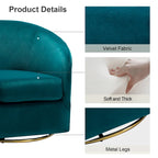 Eleuterio Modern Velvet Curved Swivel Accent Barrel Chair with Metal Base by HULALA HOME