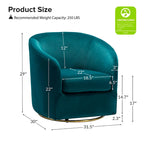 Eleuterio Modern Velvet Curved Swivel Accent Barrel Chair with Metal Base by HULALA HOME