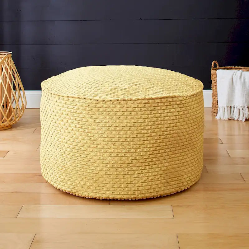 Sorra Home Indoor Soft Chunky Corduroy Large Round Pouf