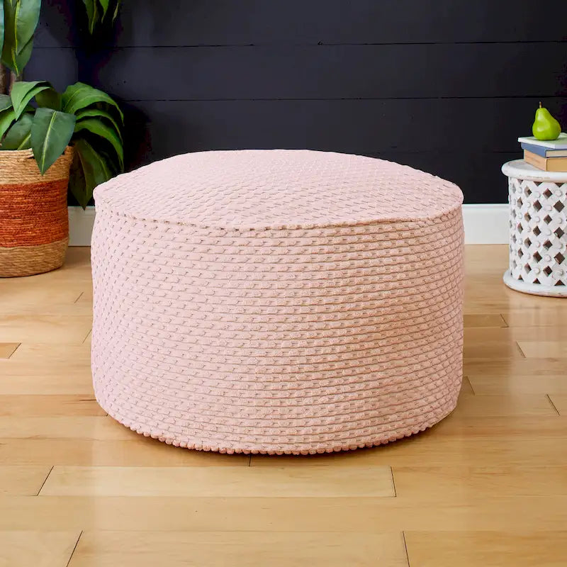 Sorra Home Indoor Soft Chunky Corduroy Large Round Pouf