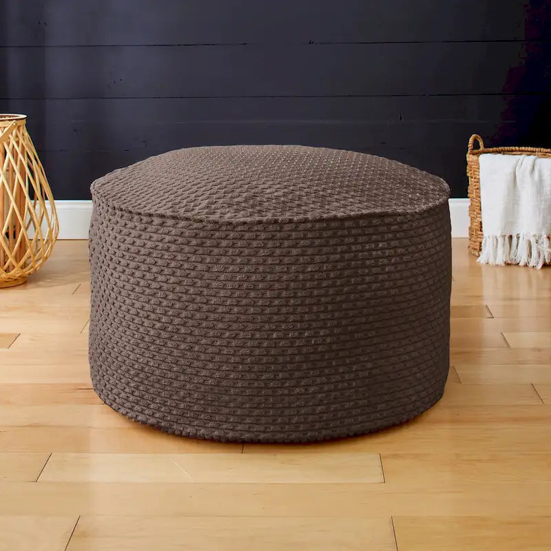 Sorra Home Indoor Soft Chunky Corduroy Large Round Pouf