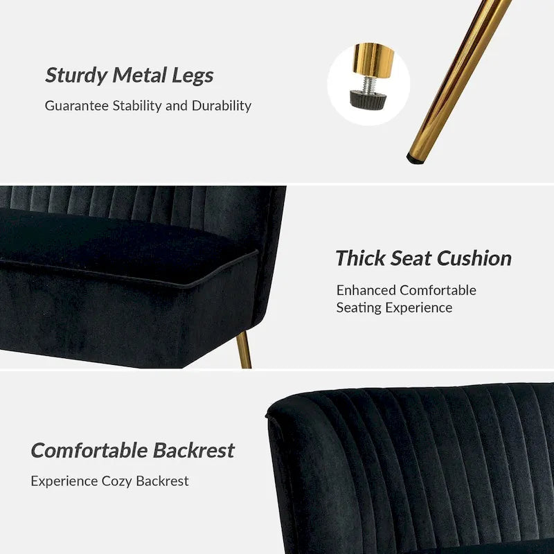 Delicia 3 Piece High-Quality Velvet Fabric Living Room Set with Sturdy Legs by HULALA HOME