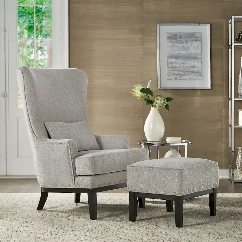 Capella Highback Wing Lounge Chair with Footstool by iNSPIRE Q Artisan