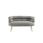 Velvet Upholstered Tubulous Accent Long Chair With Golden feet