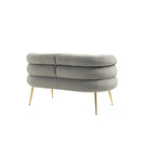 Velvet Upholstered Tubulous Accent Long Chair With Golden feet