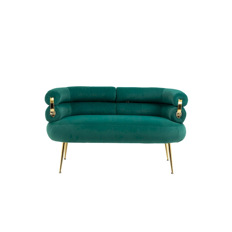 Velvet Upholstered Tubulous Accent Long Chair With Golden feet