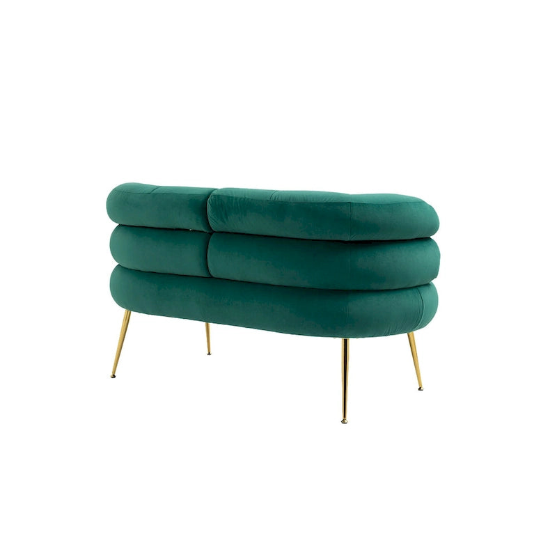 Velvet Upholstered Tubulous Accent Long Chair With Golden feet