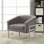 Contemporary Sleek Modern Design Grey Accent Chair with Chrome Base