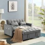 Velvet Convertible Loveseat Sleeper Sofa Couch with 2 Pillows