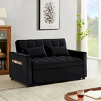 Velvet Convertible Loveseat Sleeper Sofa Couch with 2 Pillows