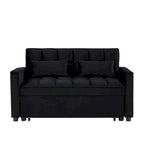 Velvet Convertible Loveseat Sleeper Sofa Couch with 2 Pillows