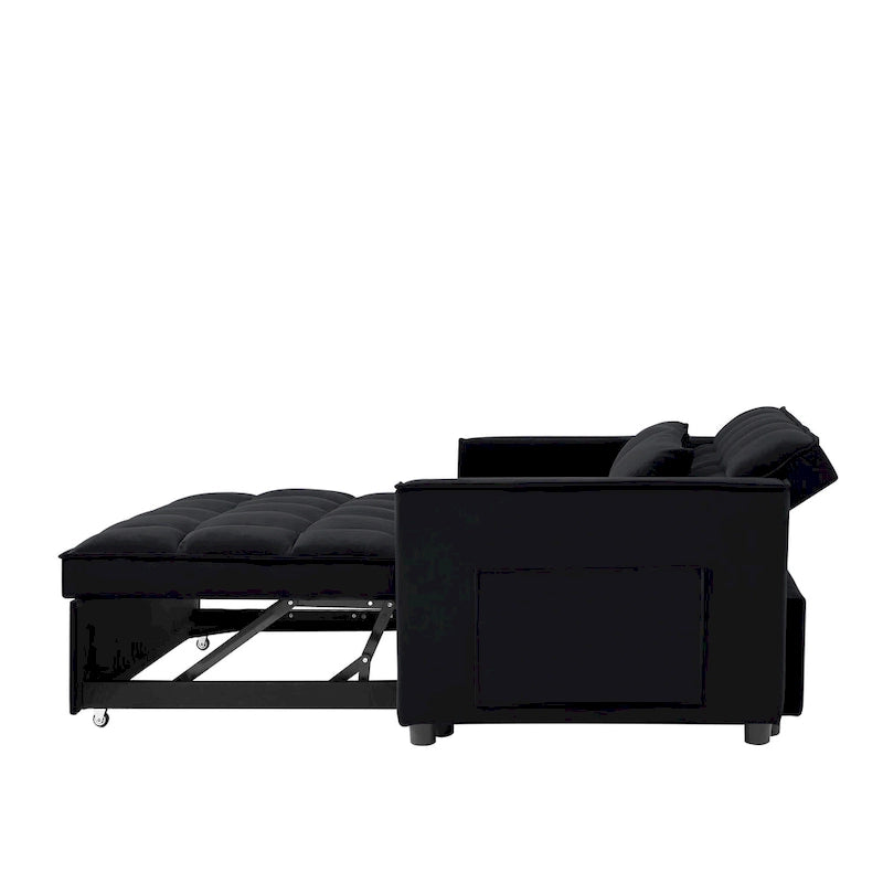 Velvet Convertible Loveseat Sleeper Sofa Couch with 2 Pillows