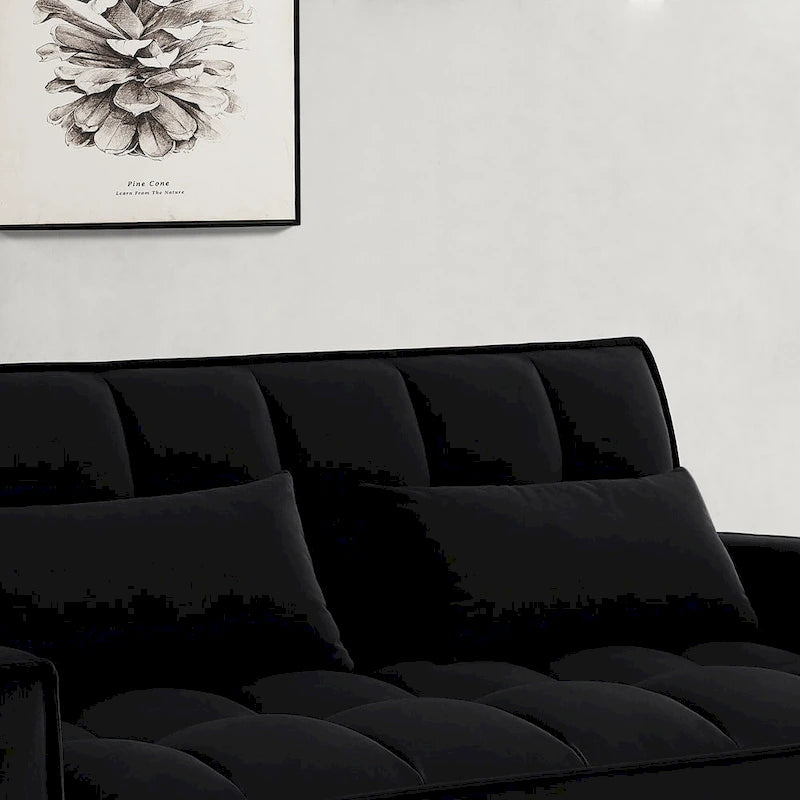 Velvet Convertible Loveseat Sleeper Sofa Couch with 2 Pillows