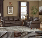 Made in USA Raval Top Grain Leather Sofa and Loveseat Set