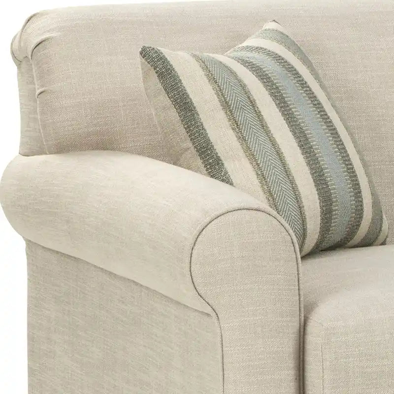 Belgian Ivory Sleeper Sofa Bed w/ Gel Memory Foam Mattress