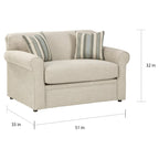 Belgian Ivory Sleeper Sofa Bed w/ Gel Memory Foam Mattress