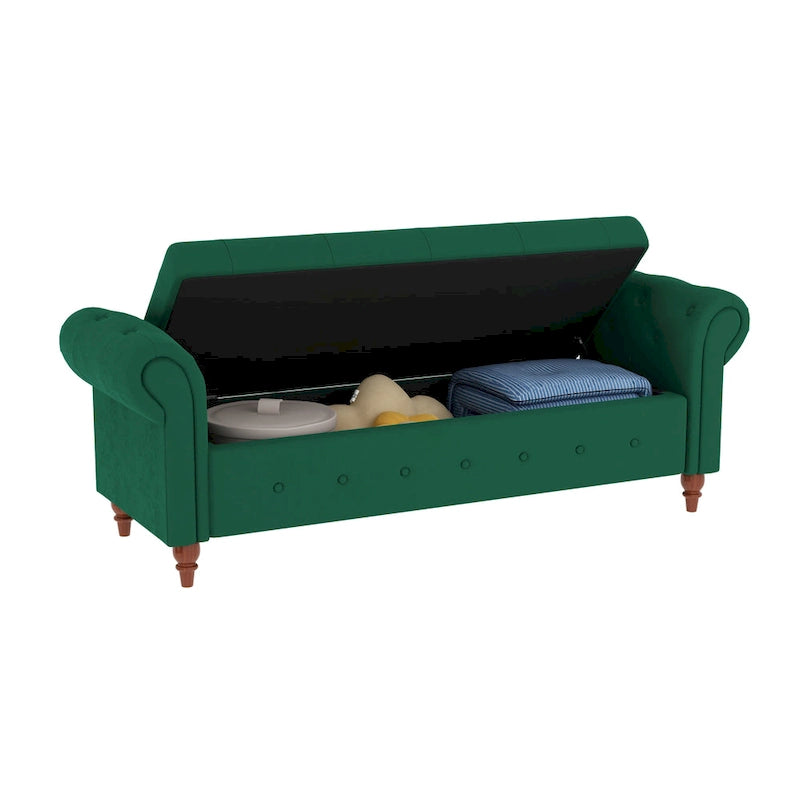 Modern Storage Bench Bed Bench with Rolled Arms