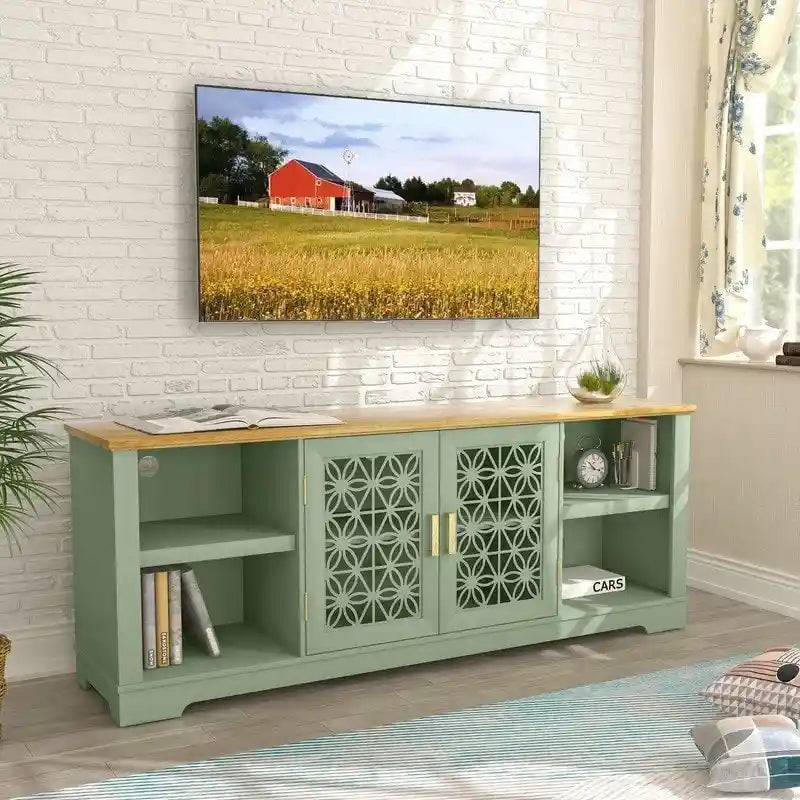 70 in. Decorative Floral Door TV Stand for Tvs up to 82 in.