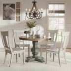 Eleanor Sage Green Round Solid Wood Top Panel Back 5-piece Dining Set by iNSPIRE Q Classic
