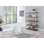 Somette Contemporary Extendable White Glass Dining Table