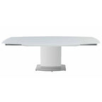 Somette Contemporary Extendable White Glass Dining Table