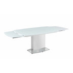 Somette Contemporary Extendable White Glass Dining Table