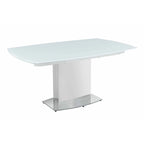 Somette Contemporary Extendable White Glass Dining Table