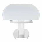 Somette Contemporary Extendable White Glass Dining Table