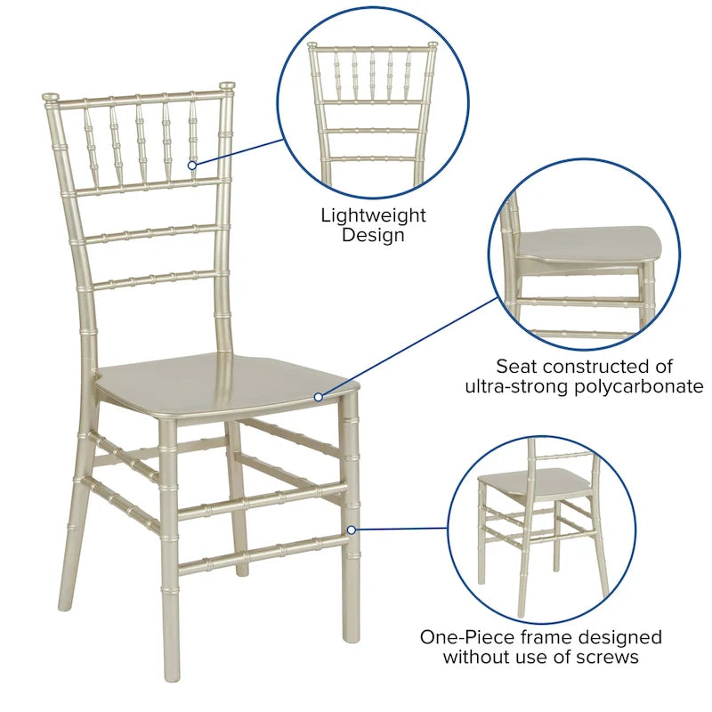 Resin Stackable Chiavari Chair - 15W x 18.75D x 35H - 15W x 18.75D x 35H