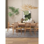 Manhattan Comfort Versailles Square Dining Chair in Black and Natural Cane - Set of 2