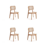 Manhattan Comfort Versailles Square Dining Chair in Black and Natural Cane - Set of 2