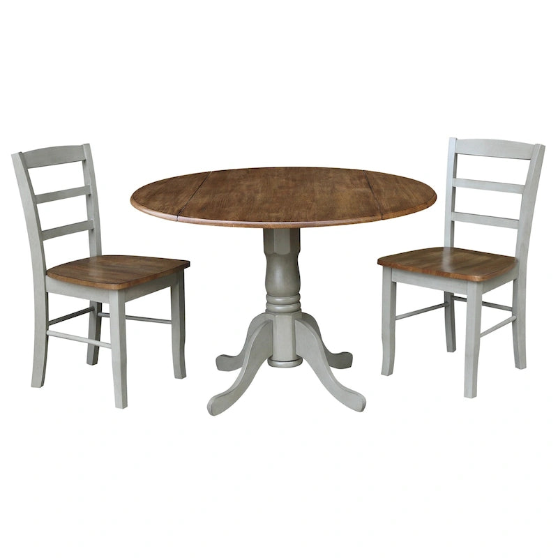 42 Dual Drop Leaf Pedestal Dining Table with Madrid Ladderback Chairs - Dining Set