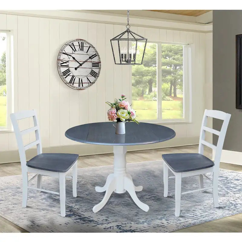 42 Dual Drop Leaf Pedestal Dining Table with Madrid Ladderback Chairs - Dining Set