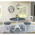 42 Dual Drop Leaf Pedestal Dining Table with Madrid Ladderback Chairs - Dining Set