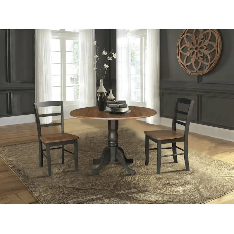 42 Dual Drop Leaf Pedestal Dining Table with Madrid Ladderback Chairs - Dining Set