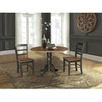42 Dual Drop Leaf Pedestal Dining Table with Madrid Ladderback Chairs - Dining Set