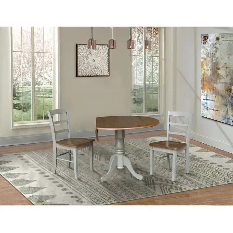 42 Dual Drop Leaf Pedestal Dining Table with Madrid Ladderback Chairs - Dining Set