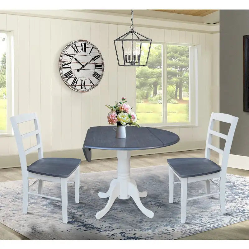 42 Dual Drop Leaf Pedestal Dining Table with Madrid Ladderback Chairs - Dining Set